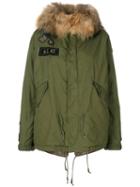 As65 - Rabbit Fur Hooded Jacket - Women - Cotton/leather/rabbit Fur/viscose - Xs, Green, Cotton/leather/rabbit Fur/viscose