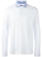 Hackett Longsleeved Polo Shirt, Men's, Size: Large, White, Cotton/spandex/elastane