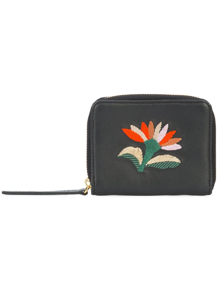 Lizzie Fortunato Jewels Embroidered Flower Zip Purse - Black