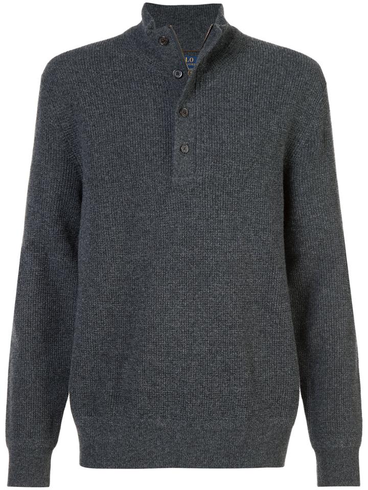 Polo Ralph Lauren High Neck Button Jumper - Grey