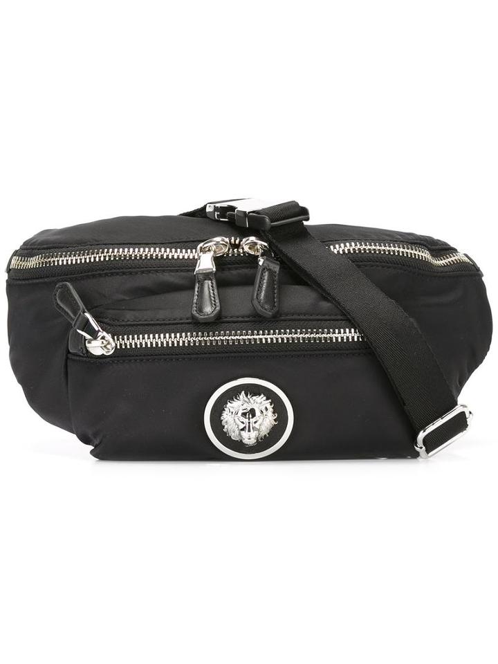 Versus Zipped Bumbag, Men's, Black, Cotton/calf Leather/nylon