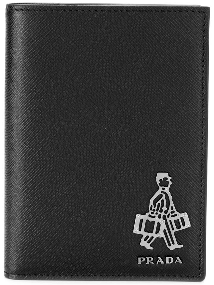 Prada Silver Plaque Card Holder - Black