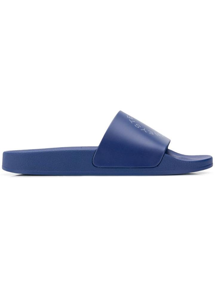 Stella Mccartney Logo Print Slide Sandals - Blue