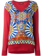Dolce & Gabbana Carretto Siciliano Print Jumper, Women's, Size: 42, Red, Silk