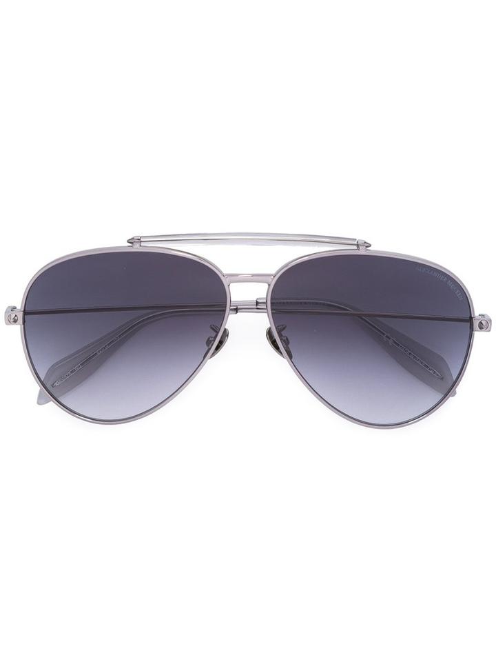 Alexander Mcqueen Eyewear - Piercing Shield Aviator Sunglasses - Men - Acetate/metal - One Size, Grey, Acetate/metal