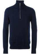 Burberry Zipped Jumper, Men's, Size: Xl, Blue, Merino
