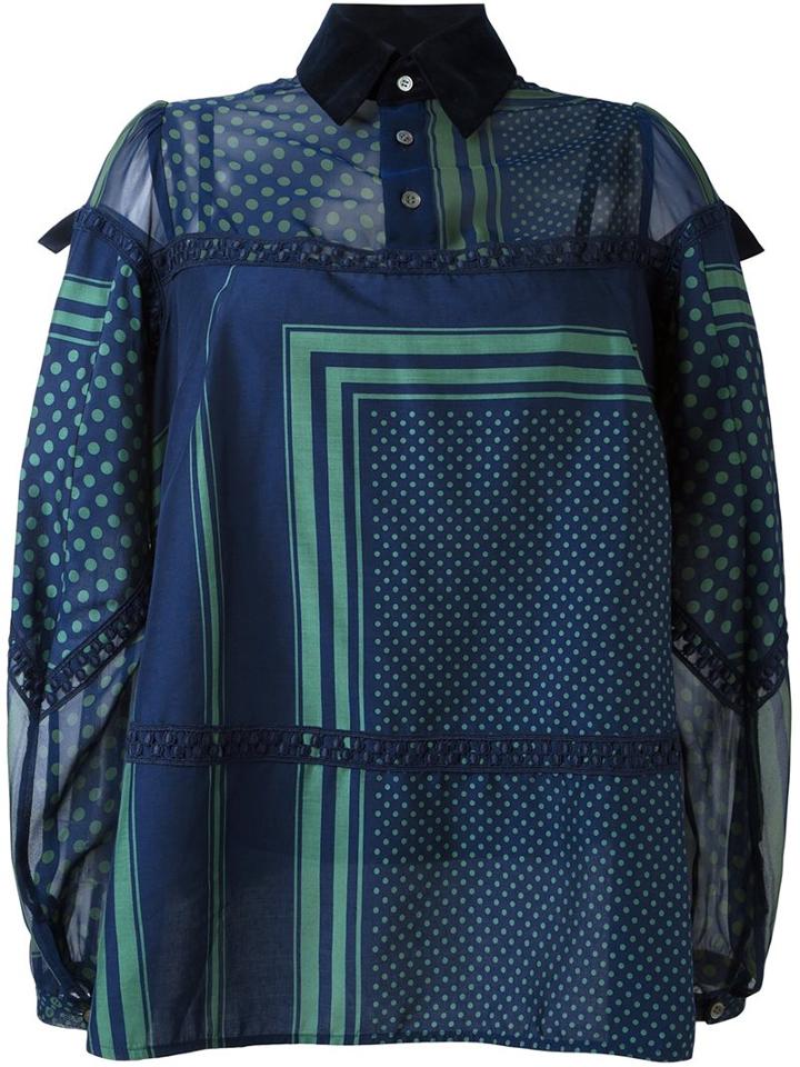 Sacai Scarf Print Blouse