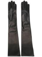 Manokhi Plain Gloves, Women's, Size: 7.5, Black, Lamb Skin