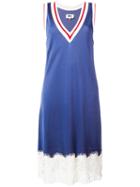 Mm6 Maison Margiela Lace-trim Shift Dress, Women's, Size: Large, Blue, Viscose/cotton/polyamide