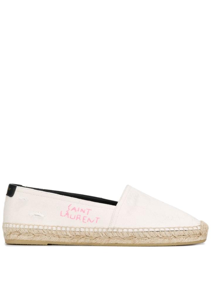 Saint Laurent Embroidered Espadrilles - White