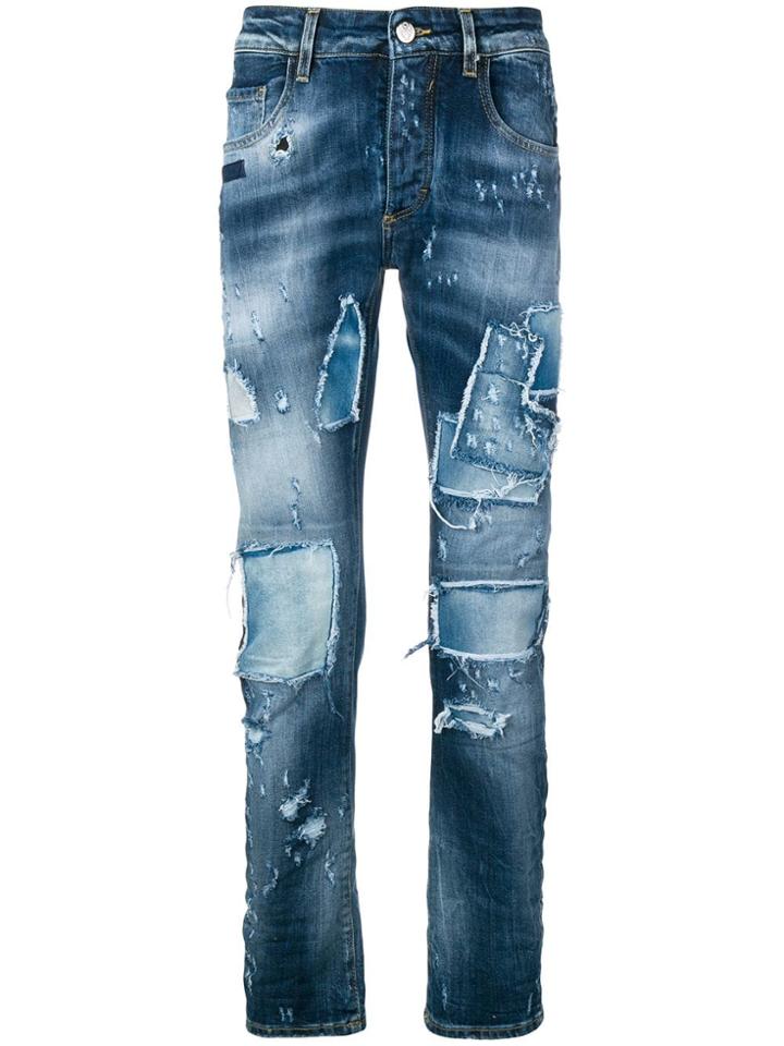 Frankie Morello Coven Distressed Skinny Jeans - Blue