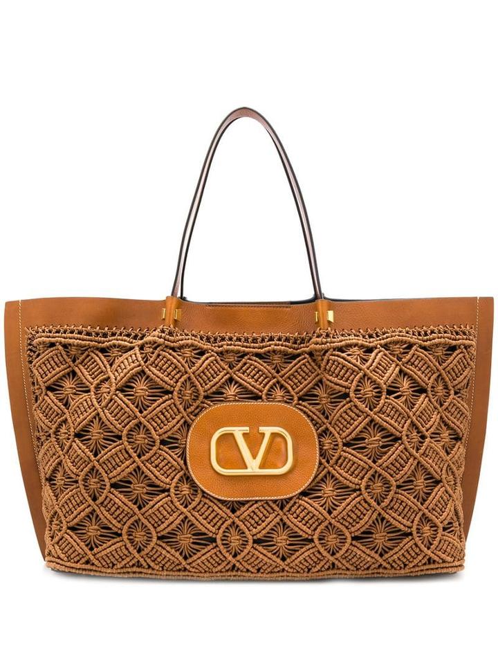 Valentino Valentino Garavani Vlogo Tote Bag - Brown