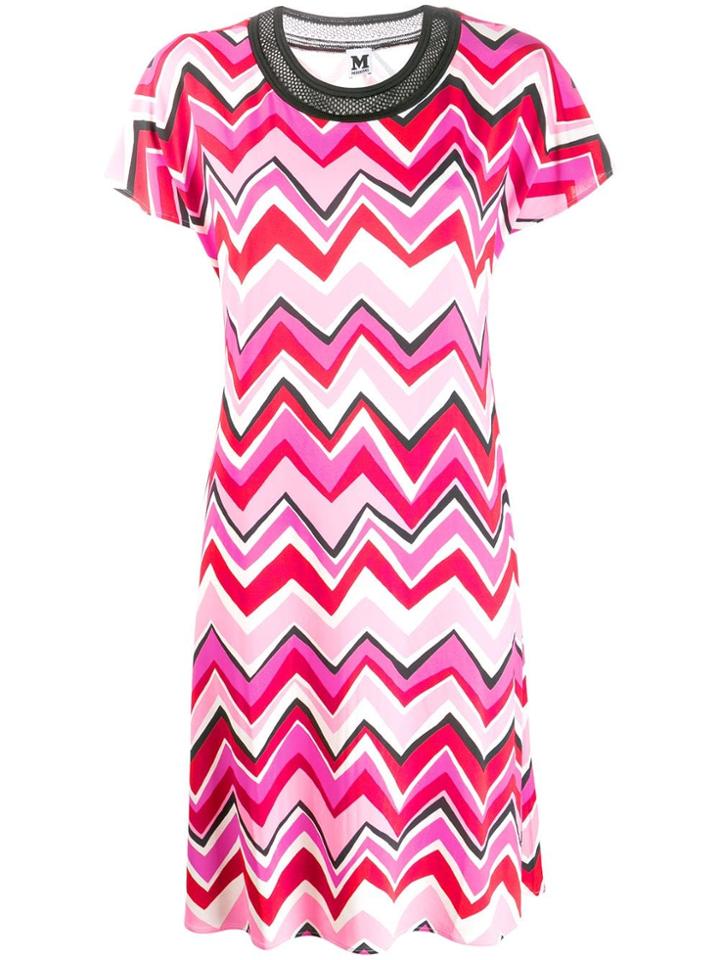 M Missoni Chevron Pattern Shift Dress - Pink