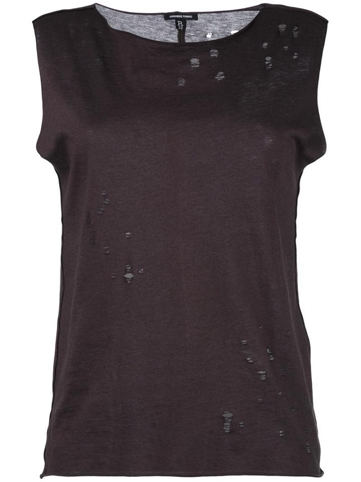 R13 Distressed Tank Top, Women's, Size: Large, Black, Cotton/cashmere