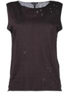 R13 Distressed Tank Top, Women's, Size: Large, Black, Cotton/cashmere