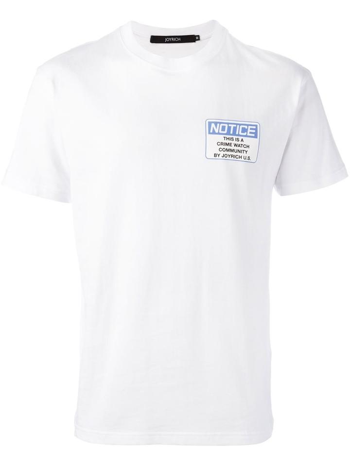 Joyrich Warning T-shirt, Men's, Size: Medium, White, Cotton