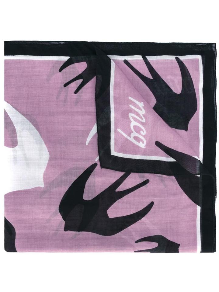 Mcq Alexander Mcqueen Bird Print Scarf, Women's, Pink/purple, Modal