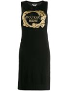 Boutique Moschino Logo Print Vest Dress - Black