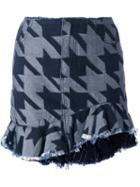 Marques'almeida Houndstooth Pattern Skirt, Women's, Size: 8, Blue, Cotton