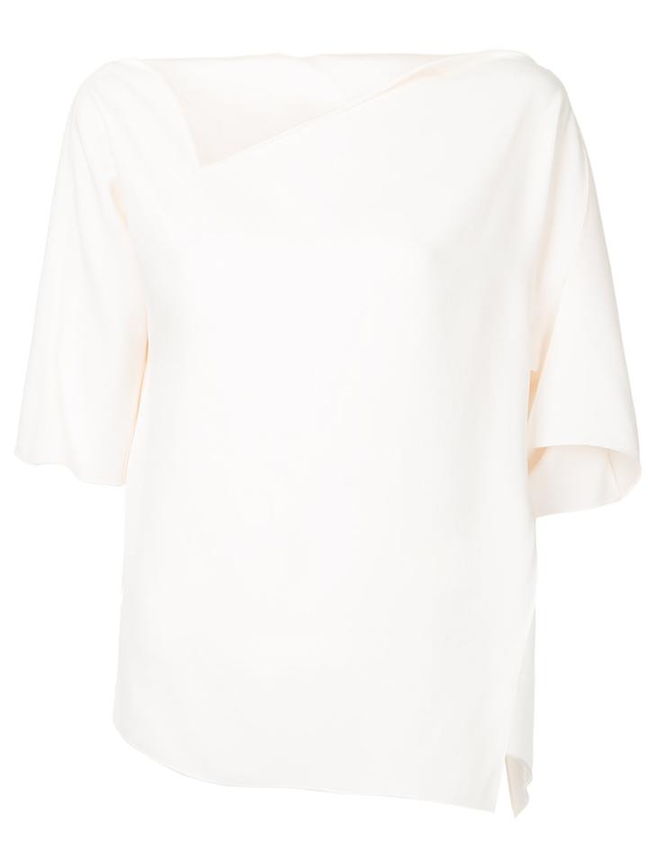 Jil Sander Navy Cropped Sleeve Blouse - Pink & Purple