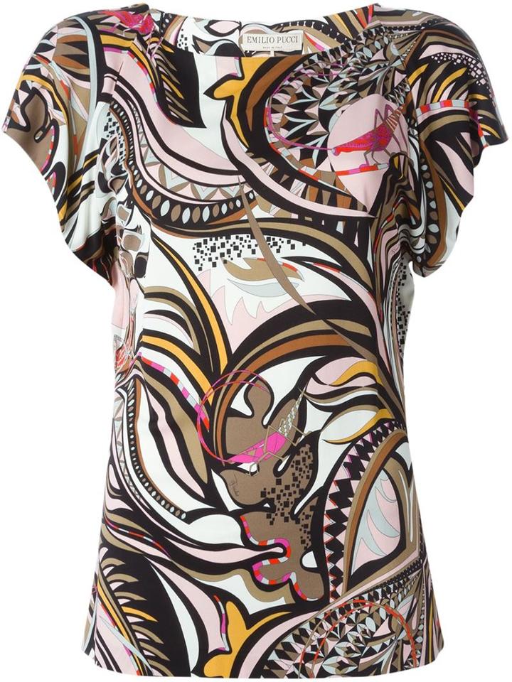 Emilio Pucci Flutter Sleeve Printed T-shirt