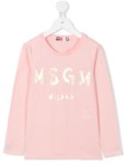 Msgm Kids Logo Print Long Sleeve Top, Girl's, Size: 10 Yrs, Pink/purple