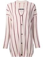 Uma Wang Striped V-neck Cardigan, Women's, Size: Small, Nude/neutrals, Cashmere