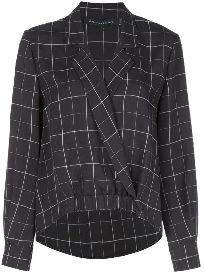 Sally Lapointe Check Print Blouse - Black