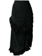 Marni Ruffled Gathered Skirt, Women's, Size: 44, Black, Silk/acetate