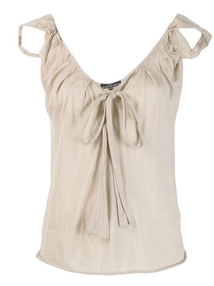 Gucci Vintage 1990's Drawstring Neck Blouse - Neutrals