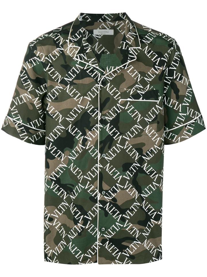 Valentino Vltn Piped Camouflage Shirt - Green