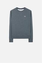 Ami Alexandre Mattiussi Embroidered Logo Sweatshirt, Men's, Size: Large, Grey, Cotton