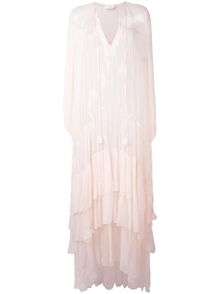 Chloé Long Tiered Dress, Women's, Size: 36, Pink/purple, Silk