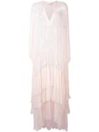 Chloé Long Tiered Dress, Women's, Size: 36, Pink/purple, Silk