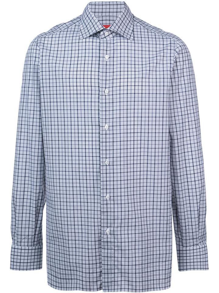 Isaia Plaid Print Shirt - Grey