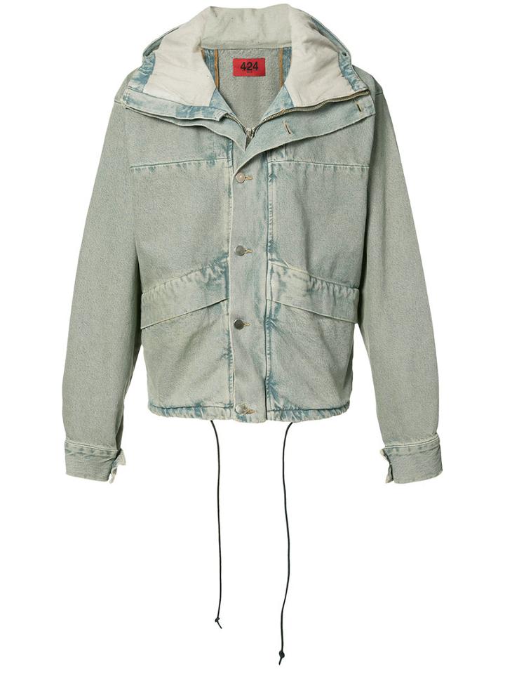 424 Fairfax Cropped Denim Parka, Men's, Size: Medium, Blue, Cotton