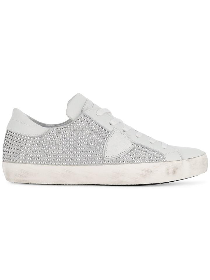 Philippe Model Crystal Embellished Paris Sneakers - White