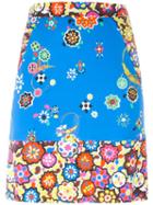 Emilio Pucci Floral Print Skirt, Women's, Size: 42, Blue, Silk/rayon