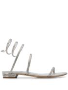 René Caovilla Crystal Embellished Strappy Sandals - Silver