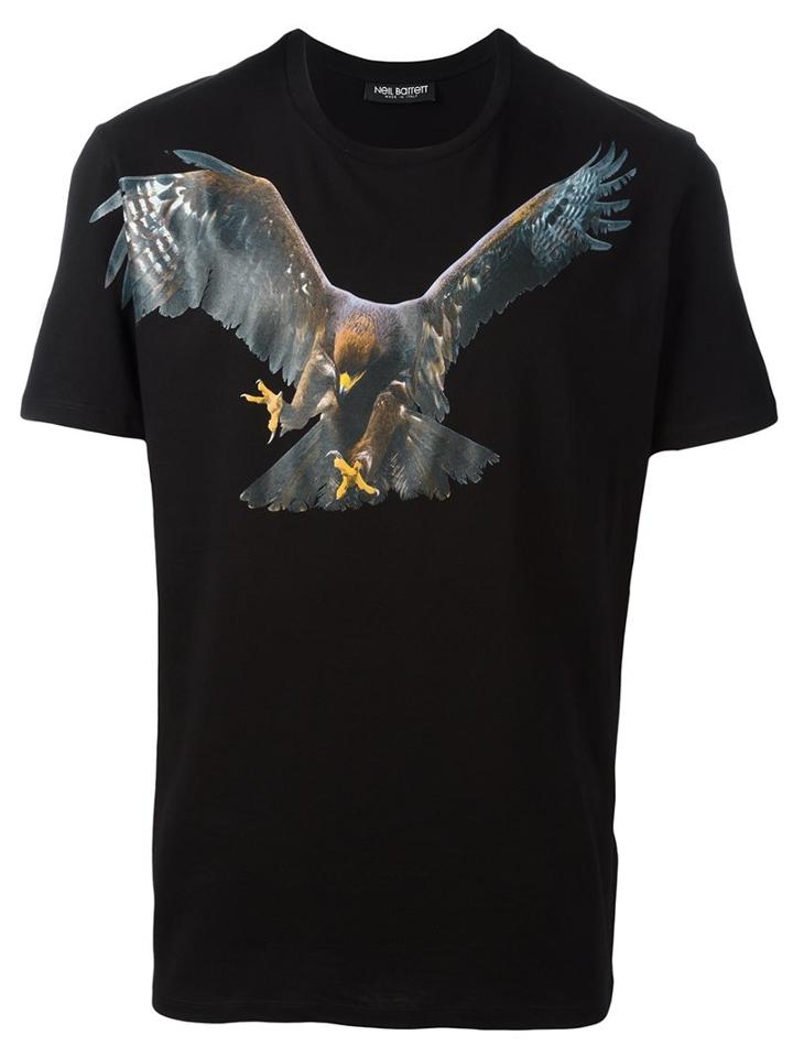Neil Barrett Eagle Print T-shirt, Men's, Size: Xl, Black, Cotton