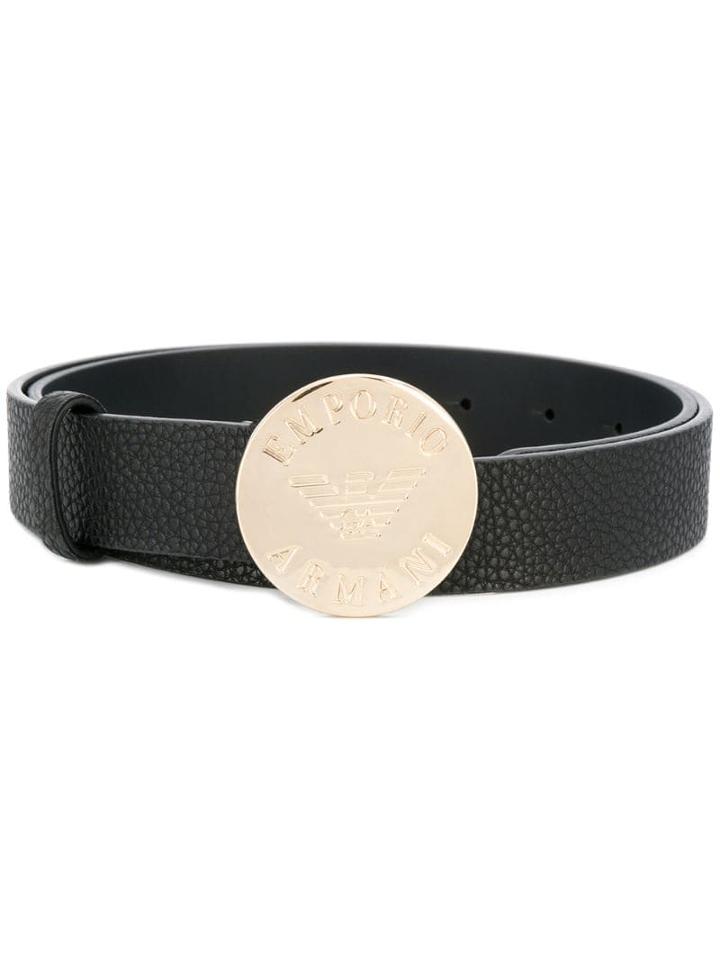 Emporio Armani Engraved Buckle Belt - Black