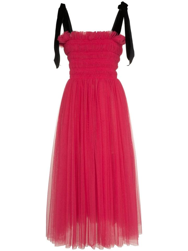 Molly Goddard X Browns Claudia Sleeveless Velvet Strap Midi Dress -