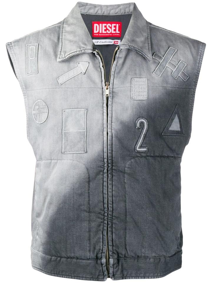 Diesel Red Tag Gradient Denim Vest - Grey