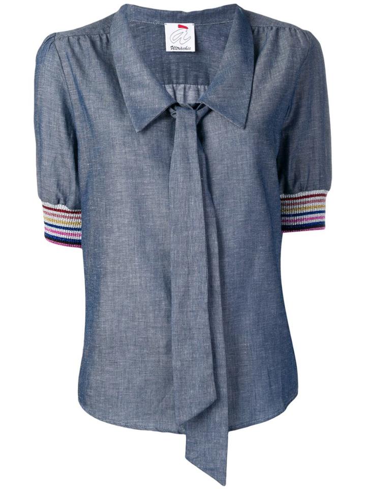 Ultràchic Pussy Bow Blouse - Blue