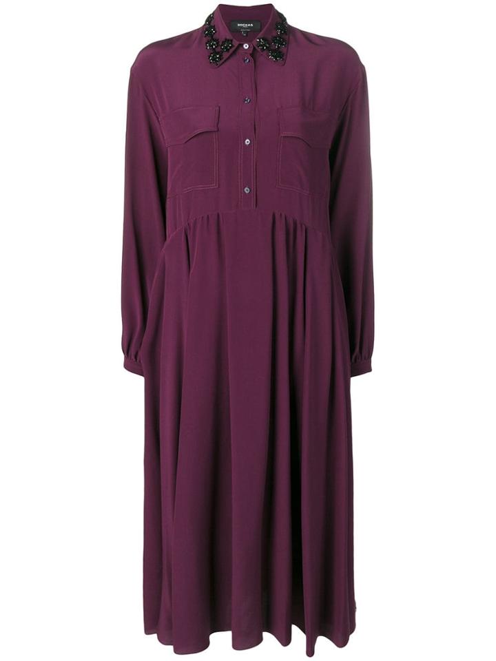 Rochas Embellished Collar Shirt Dress - Red