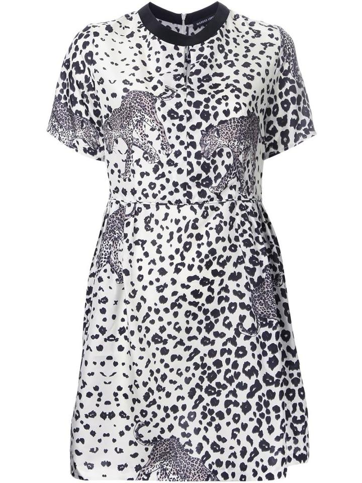 Markus Lupfer Leopard Print Dress, Women's, Size: Medium, White, Silk