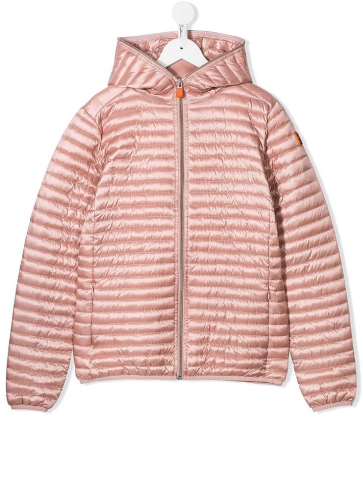 Save The Duck Kids Teen Quilted Hooded Jacket - Pink