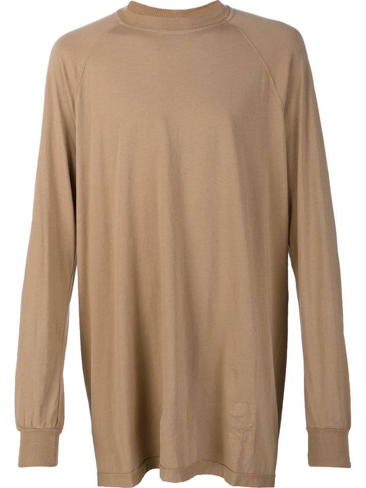 Rick Owens Drkshdw Oversized Longsleeved T-shirt, Men's, Size: Medium, Brown, Cotton