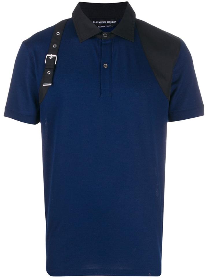 Alexander Mcqueen Buckle Detail Polo Shirt - Blue