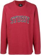 Stussy Logo Print Long Sleeved T-shirt - Red